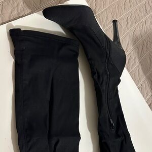 Nine West Black Heeled Fabric Tall Boots